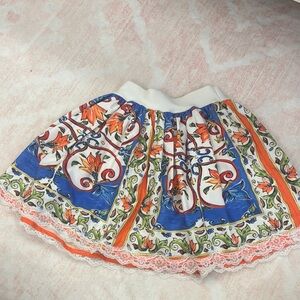 Dolce & Gabbana Blue and Orange Pleated Mini Skirt